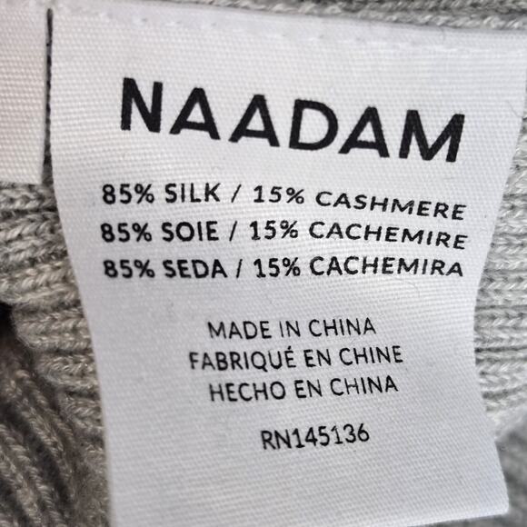 Nadaam Ribbed Cropped Cardigan Sweater Gray V-Neck Silk Cashmere Designer Y2K - Picture 6 of 11